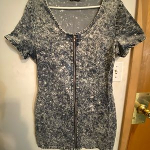 Acid wash denim dress